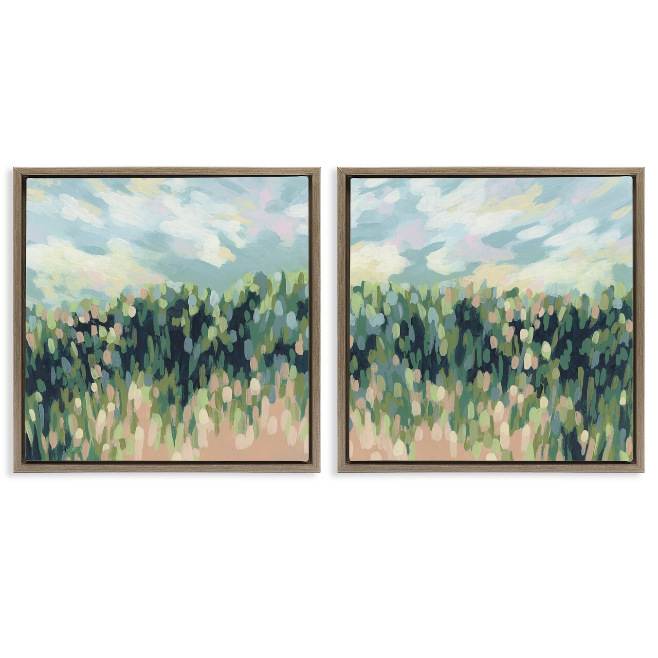 Stupell Industries Abstract Tall Wheat Grass Field 2 pc Framed Floater Canvas Wall Art Set Design by June Erica Vess